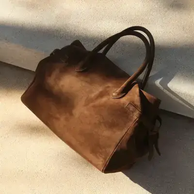 The-Everyday-Tote-Bag-Brown-Suede Levant Leather