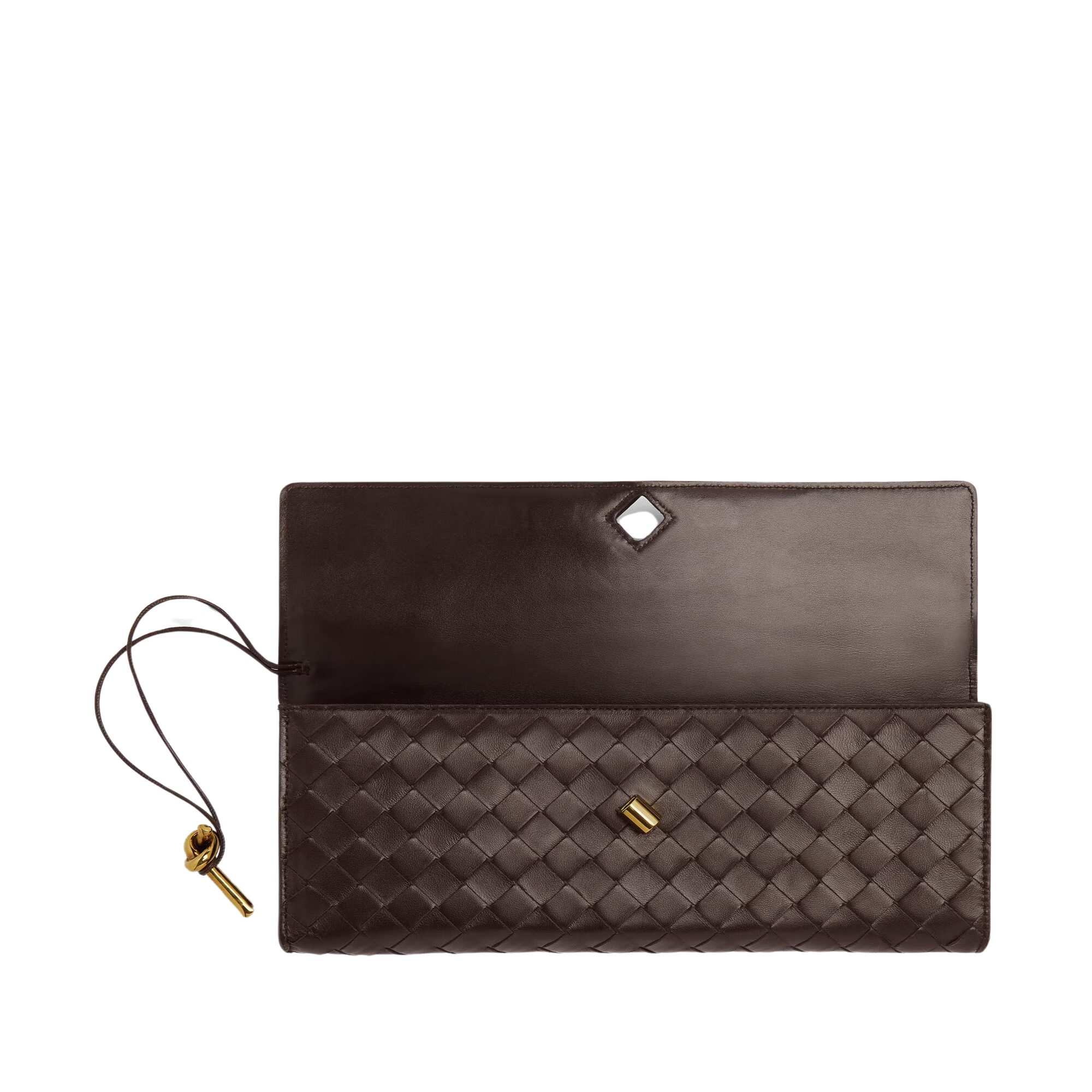 Andiamo Intrecciato Brown Leather Clutch Bag for Women