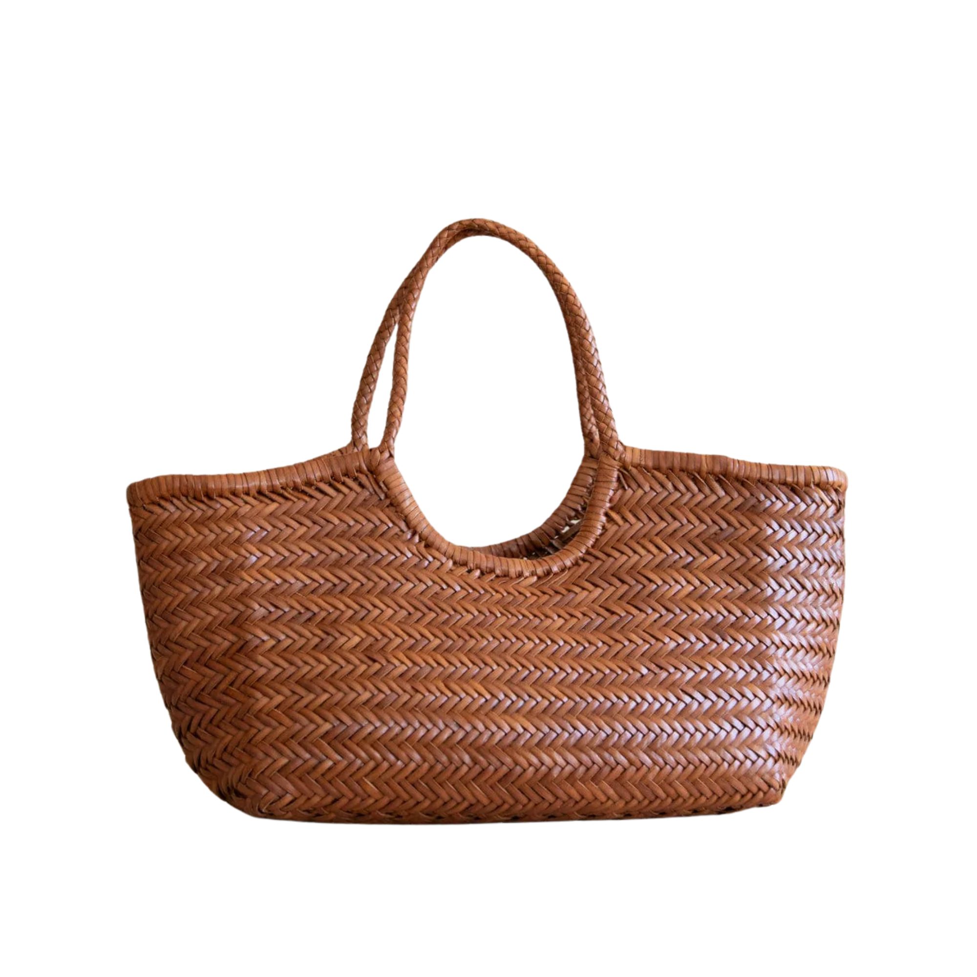 Woven Leather Mesh Tote Bag