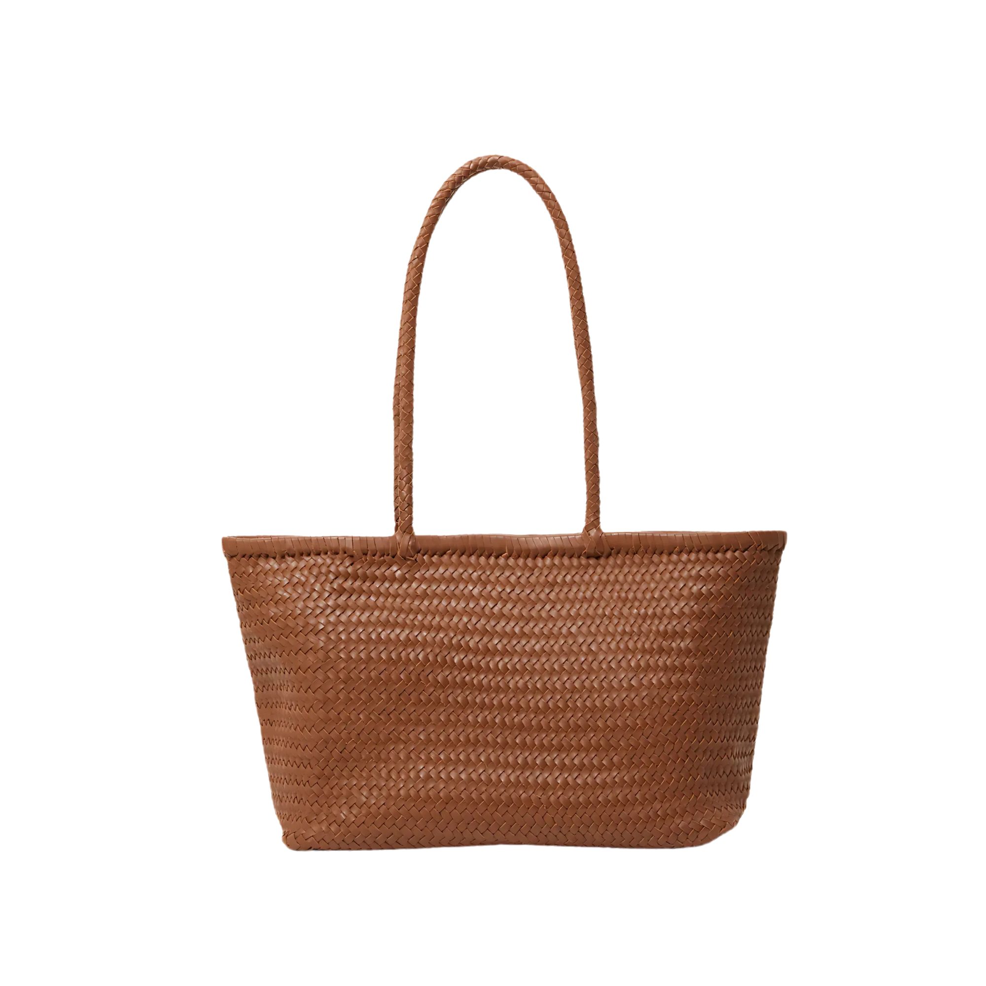 Woven Leather Mesh Tote Bag