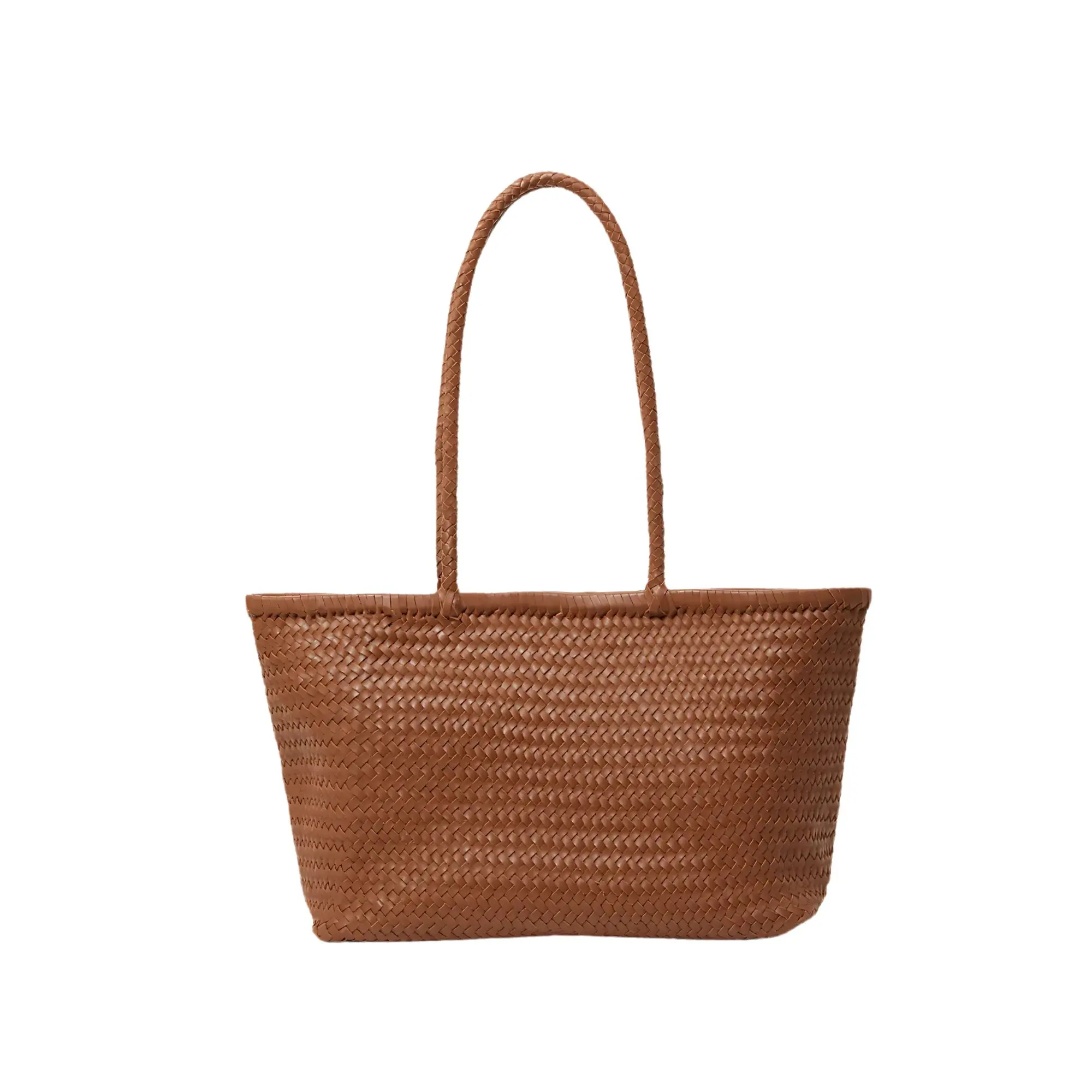 Woven Leather Mesh Tote Bag