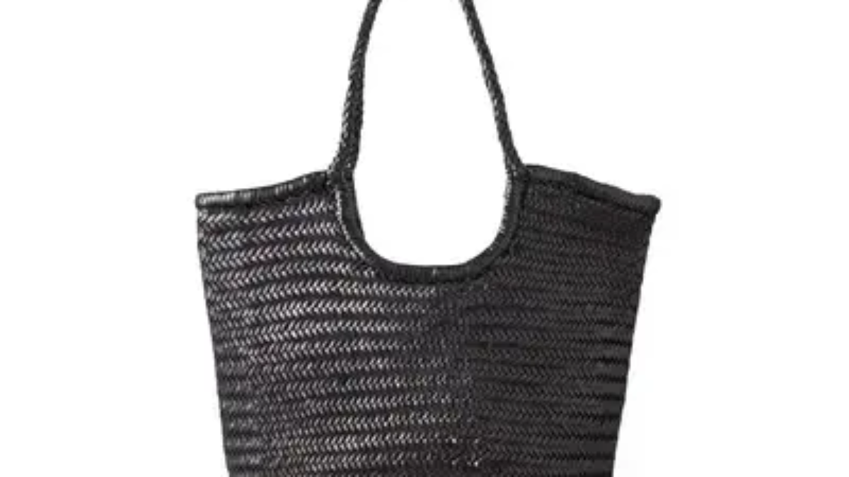 NS Diagonal Triple Jump Black Woven Leather Bag - Levant Leather
