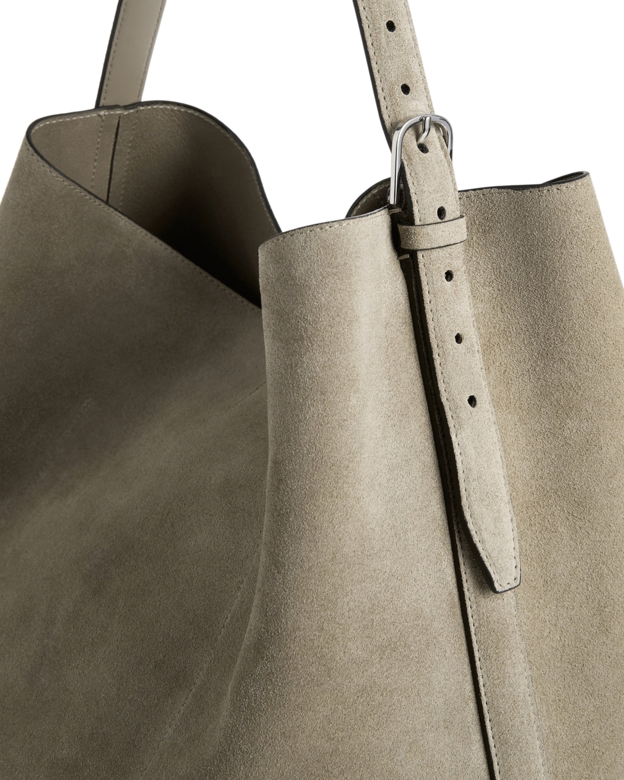 Belted Suede Tote – Adjustable Desert Tan Shoulder Bag