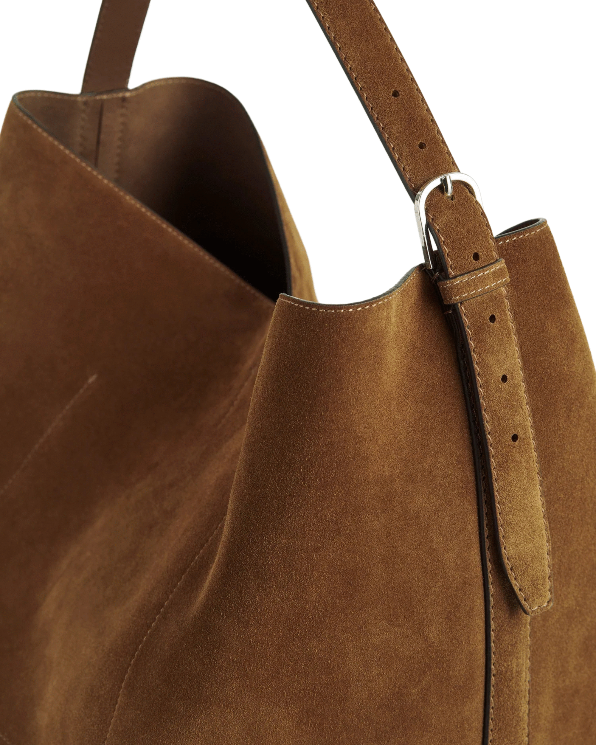 Belted Suede Tote – Adjustable Desert Tan Shoulder Bag