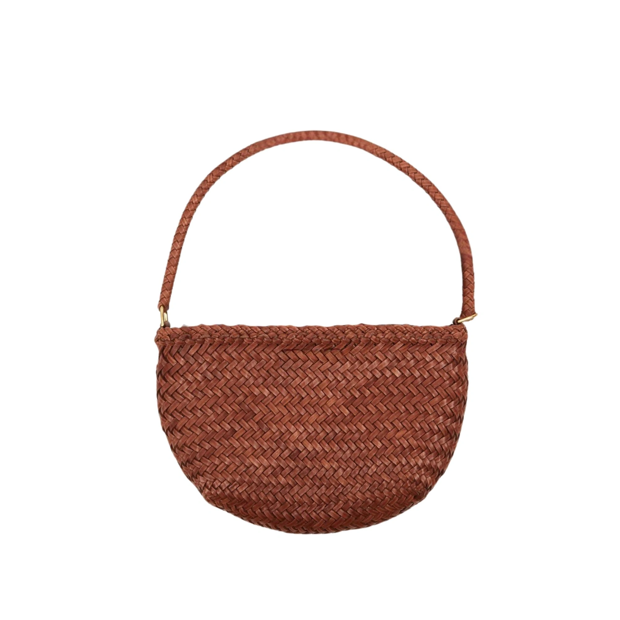 Half Moon Bag Tan Woven Leather