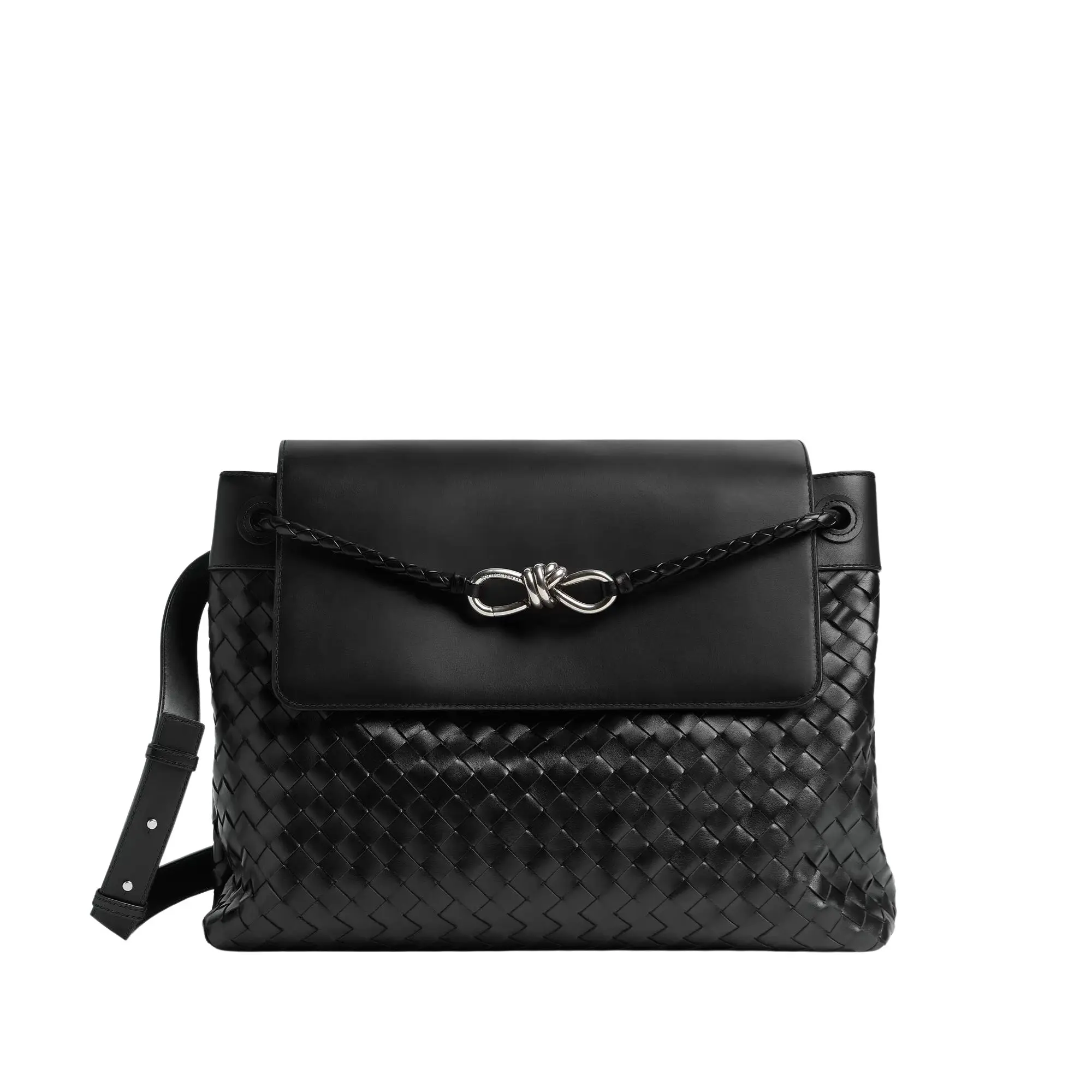 Large Trenzado Messenger Bag-Black