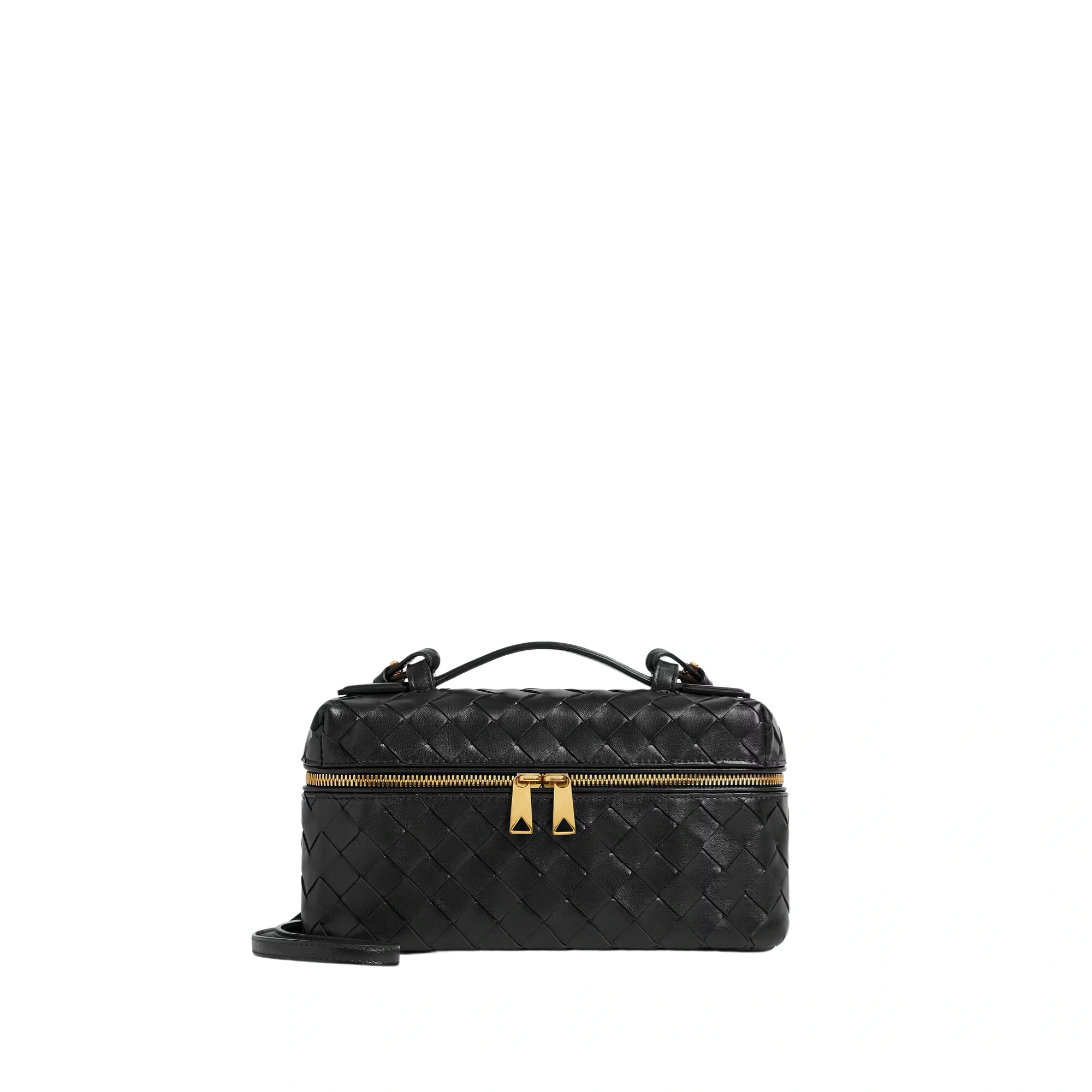 Small Black woven handbag Intrecciato Bang Bang Leather Vanity Bag - Black