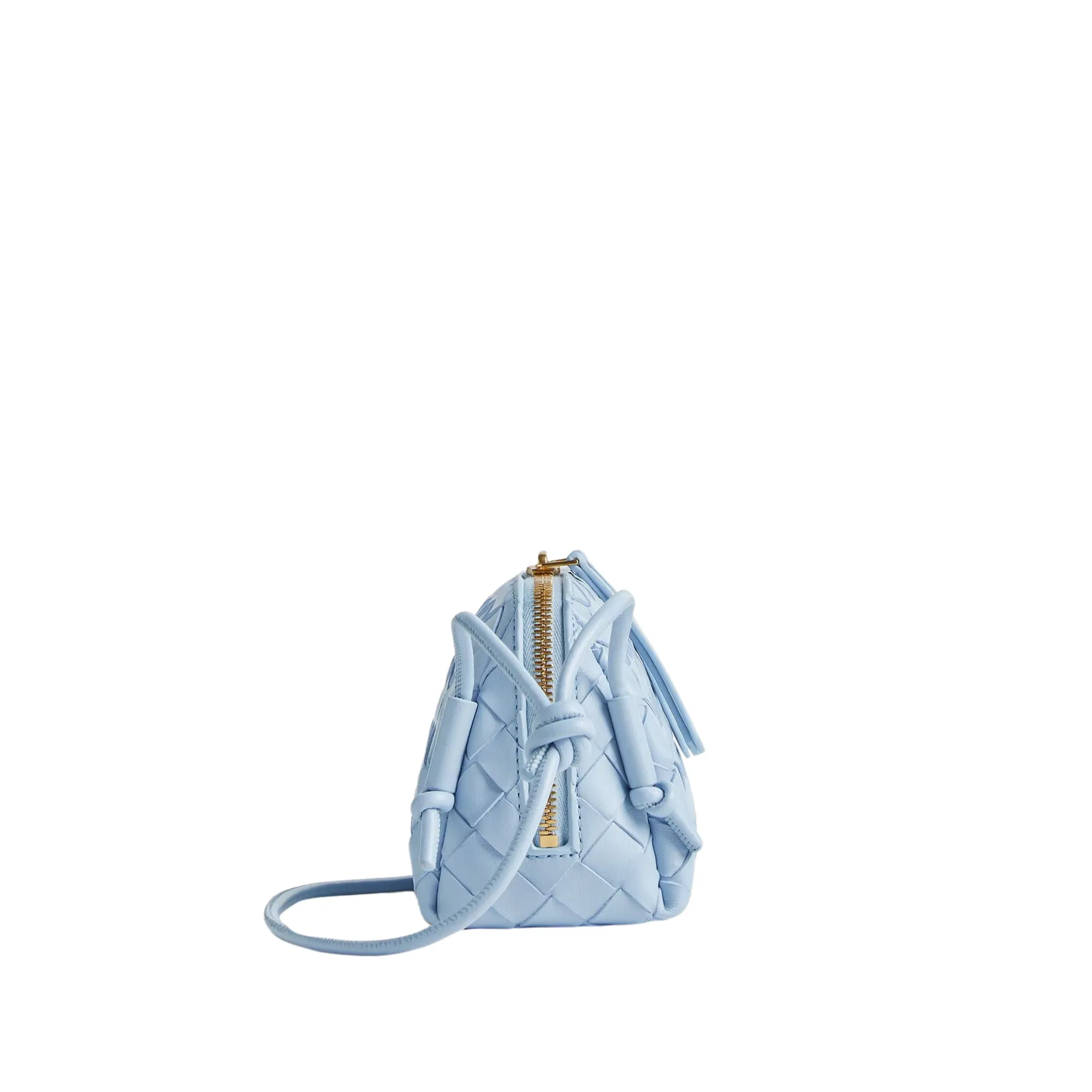 Concert Pouch Intrecciato Leather Crossbody Bag-Blue