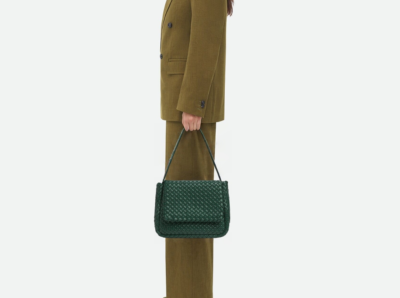 woven leather bag green