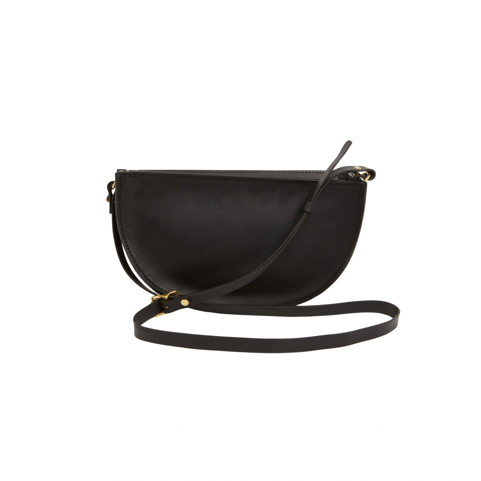 Large Half Moon Leather Bag - Black