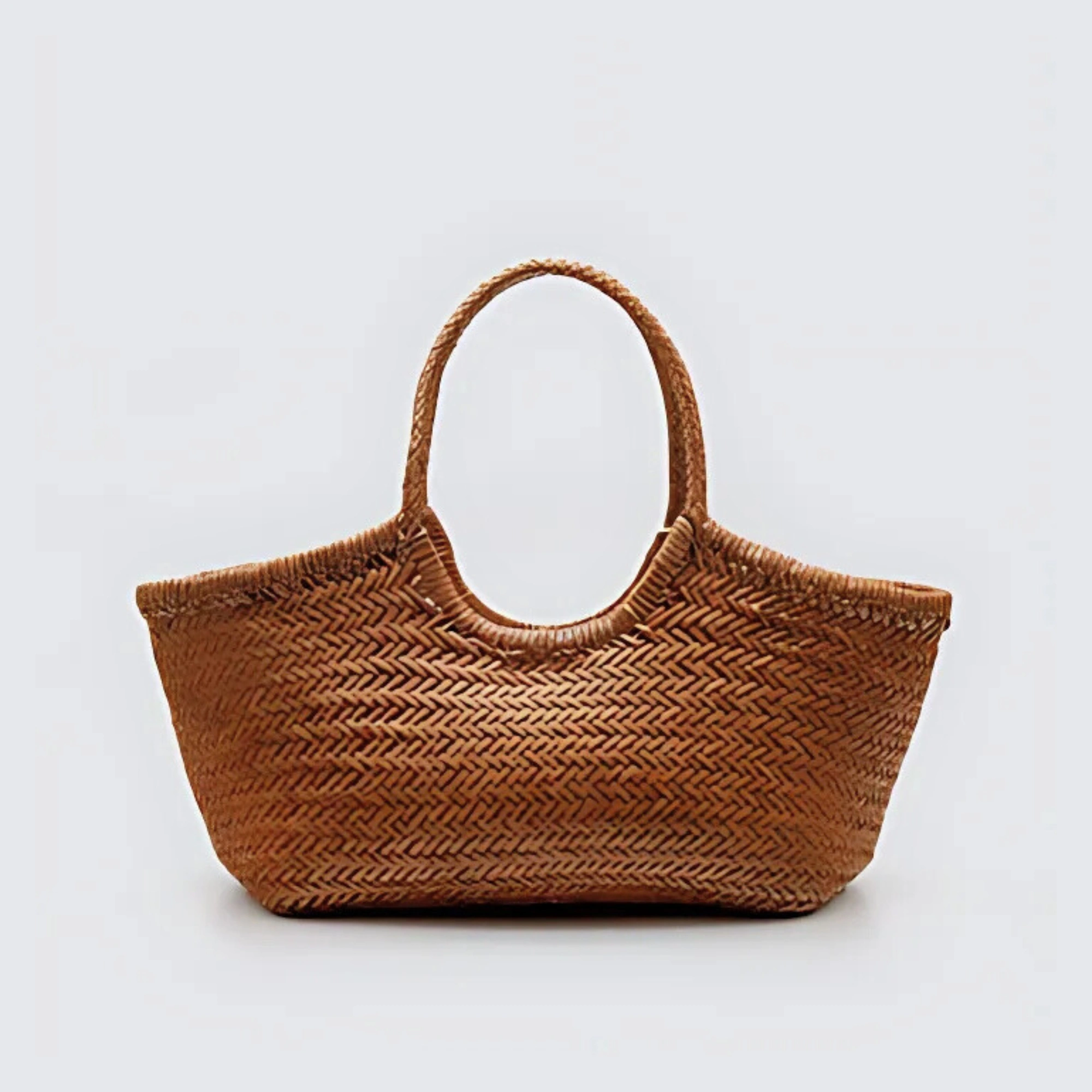 Woven Leather Mesh Tote Bag