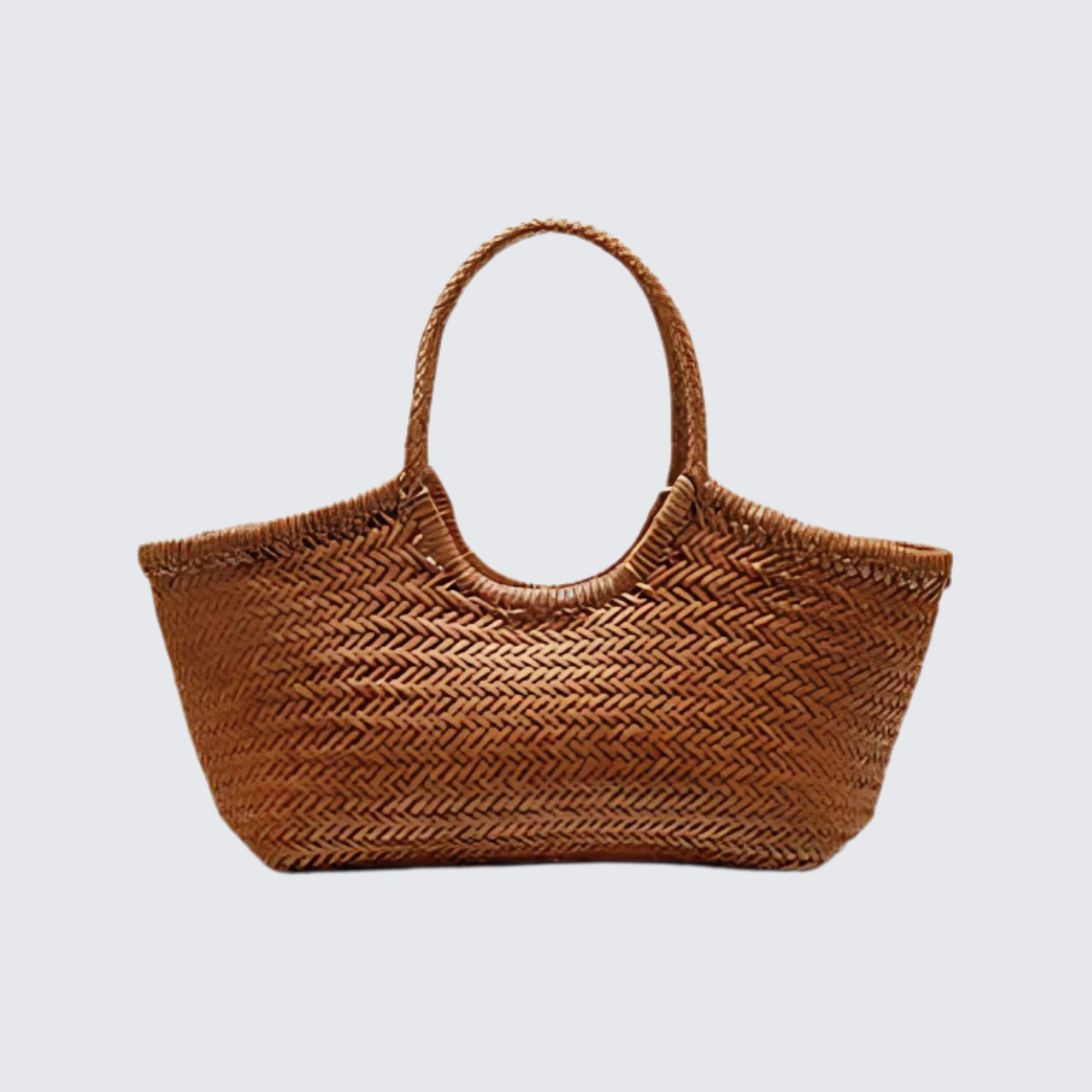 Woven Leather Mesh Tote Bag