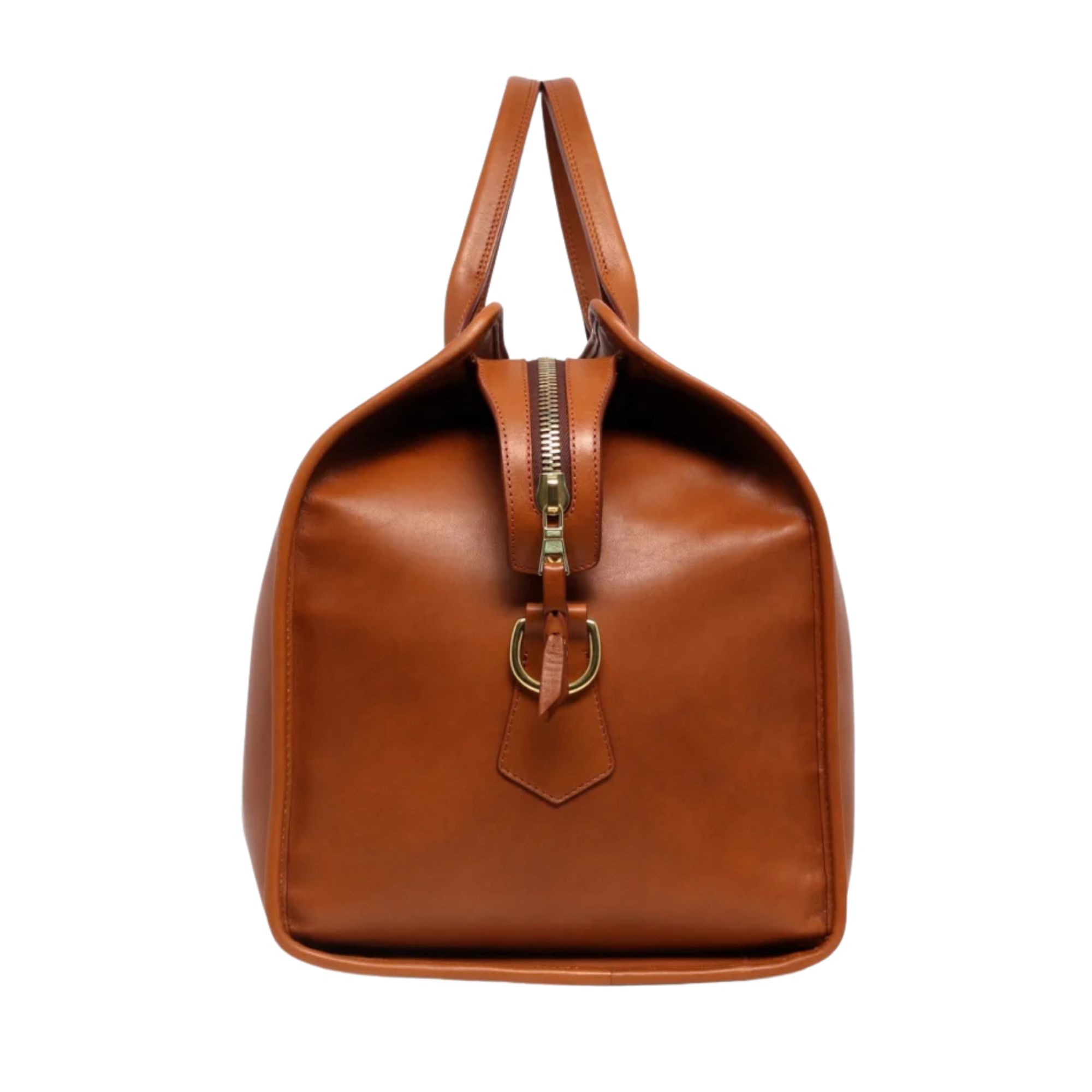 Signature-Travel-Duffle-Bag-in-Cognac-Leather-–-Model-Carrying - Levant Leather