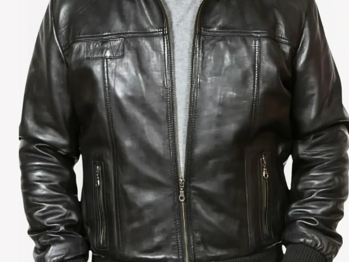 Black-mens-leather-bomber-