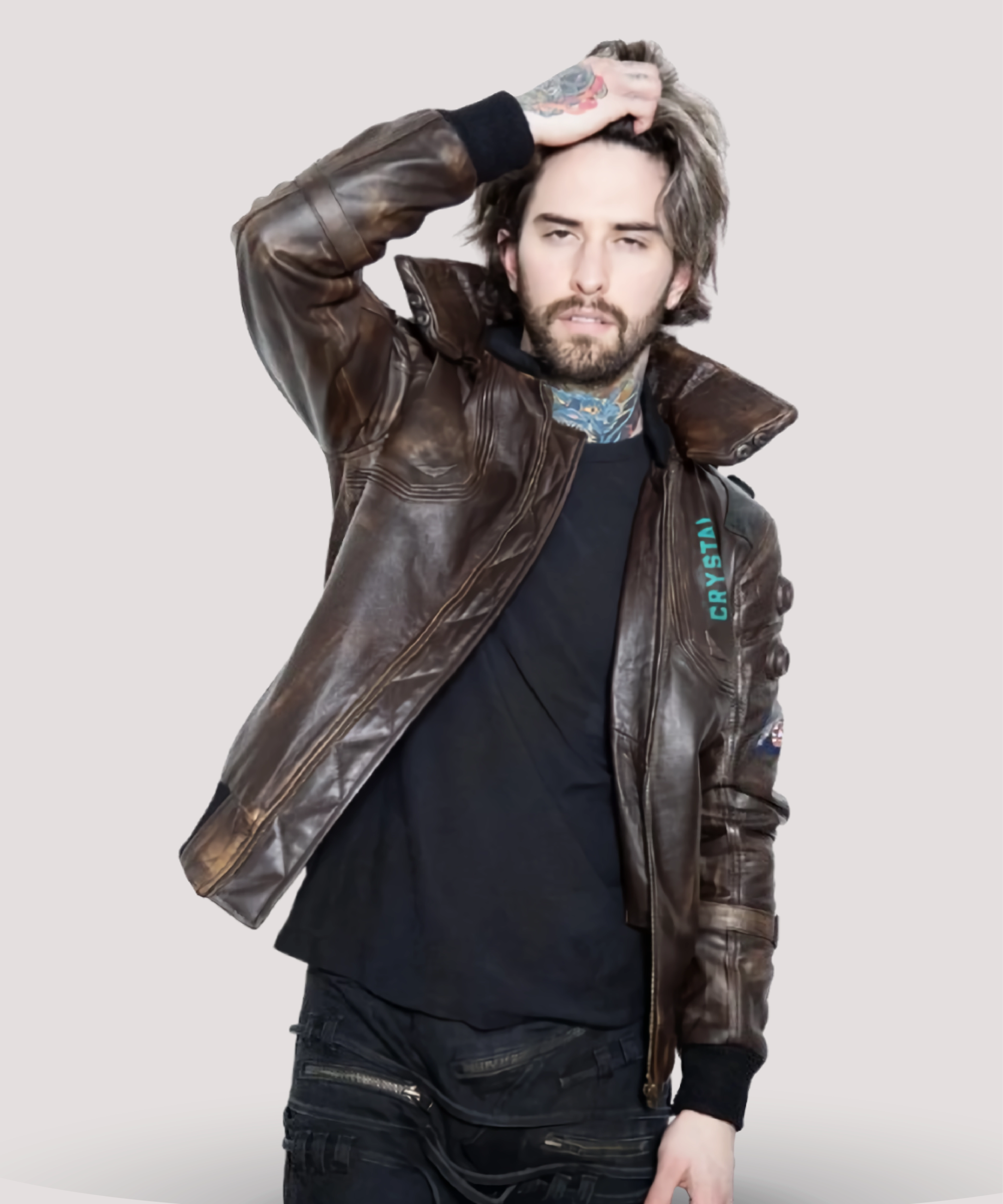 Brown-Cyberpunk-Samurai-Jacket-featuring-leather-bomber-style-cyberpunk-2077-inspired-design-and-iconic-samurai-printed-collar-for-mens-streetwear-fashion-scaled