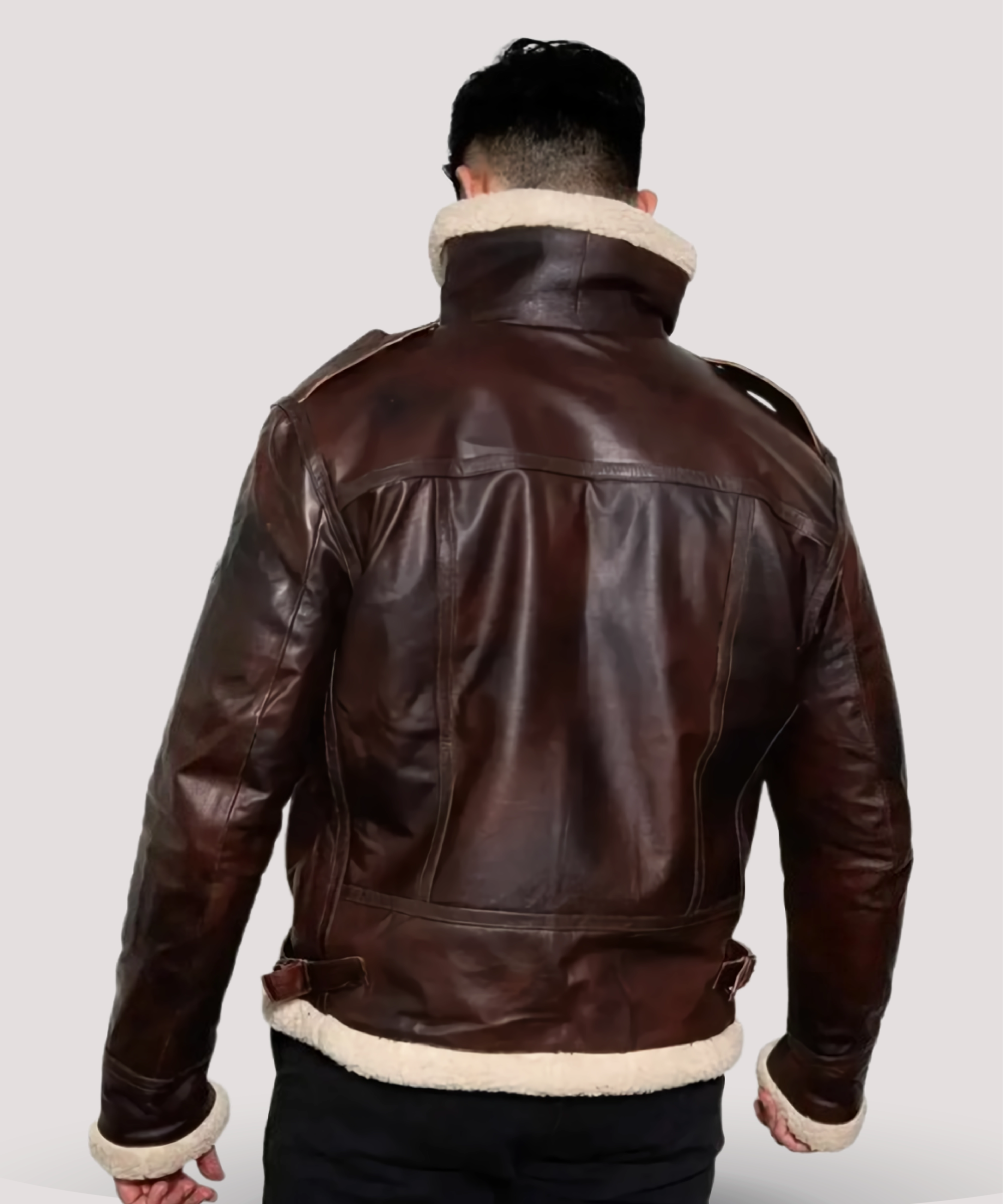 Zipper-closure-of-Leon-Kennedy-brown-leather-jacket-close-up-featuring-durable-YKK-zipper-for-easy-wear-and-secure-fastening