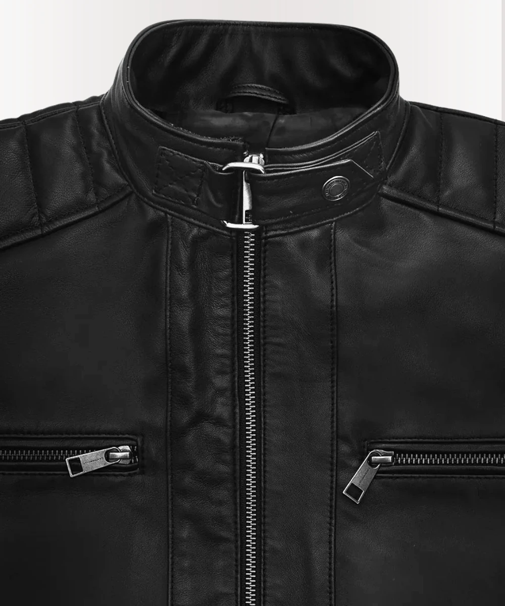 Close-up of the leather texture on the Andrew Tate Signature Jacket