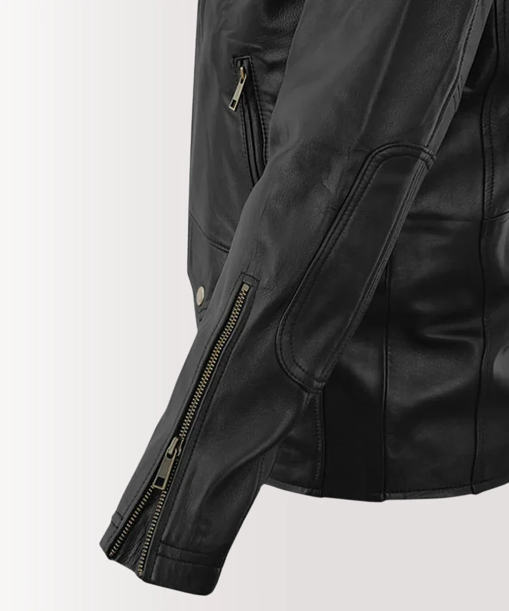 Side profile of the Venom leather jacket inspired by Tom Hardy’s movie outfit