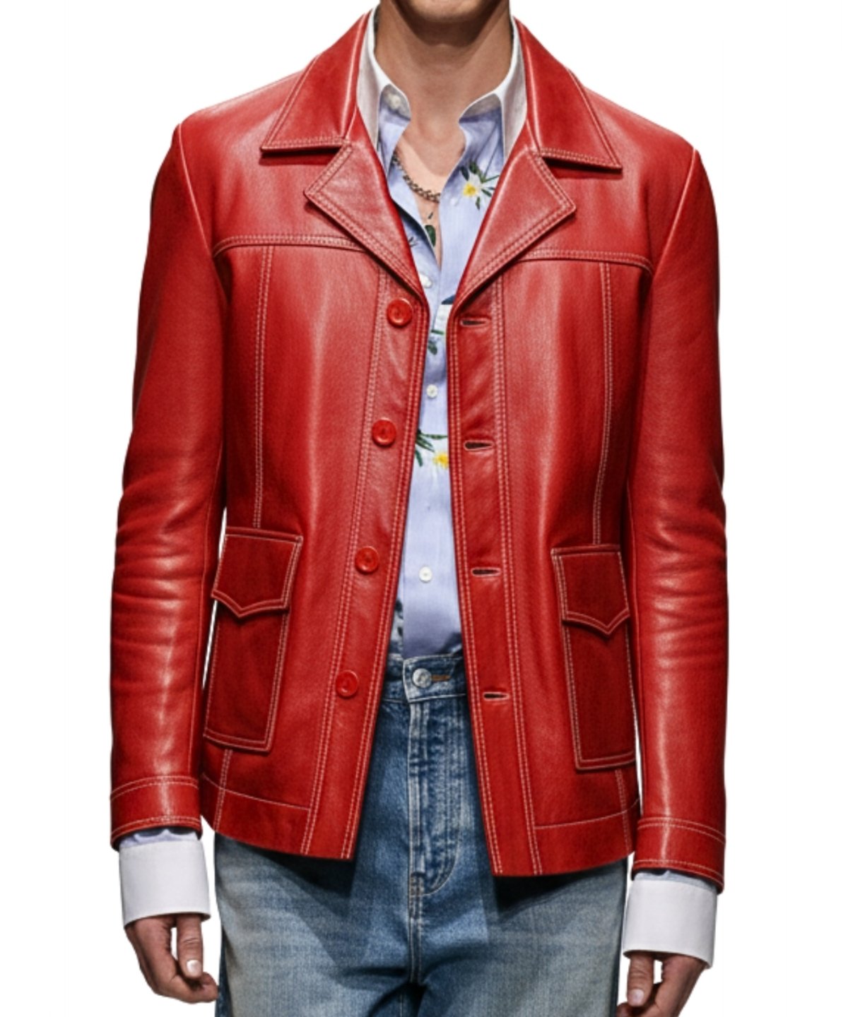Fight Club Red Leather Jacket | Brad Pitt - Levant Leather