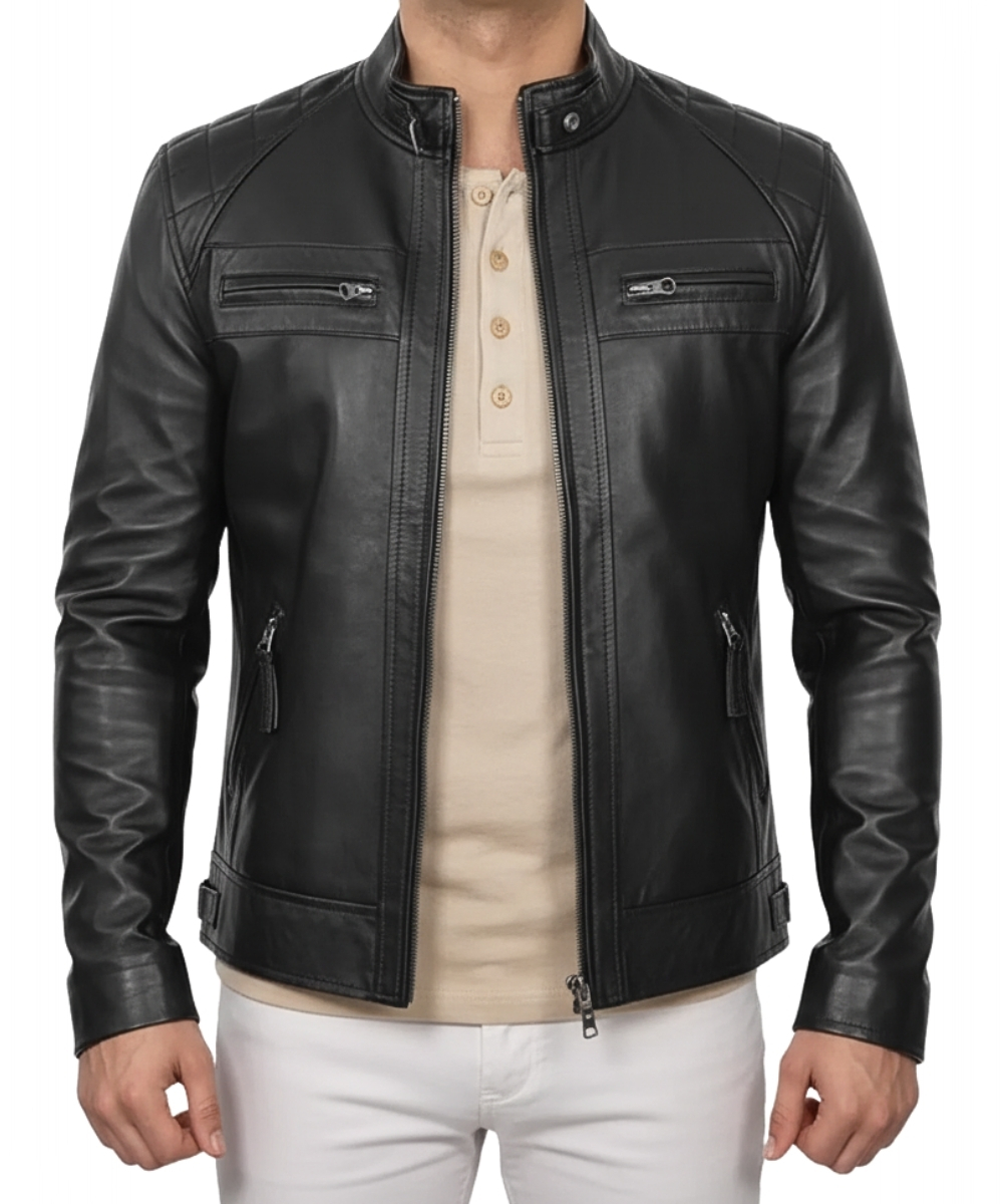 Diamond Leather Jacket Vintage Biker Style