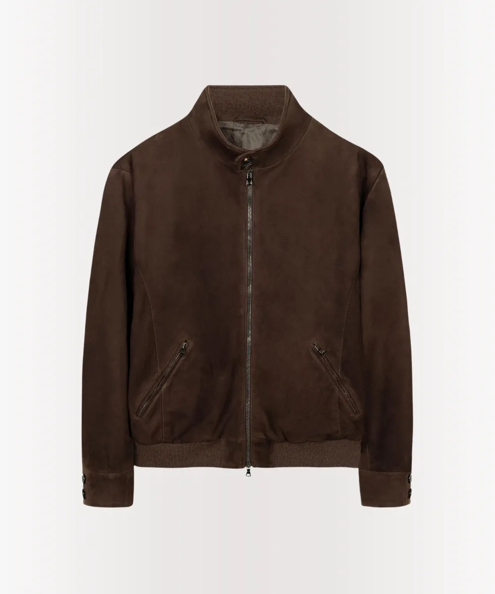 Classic Goatskin Suede Bomber Jacket