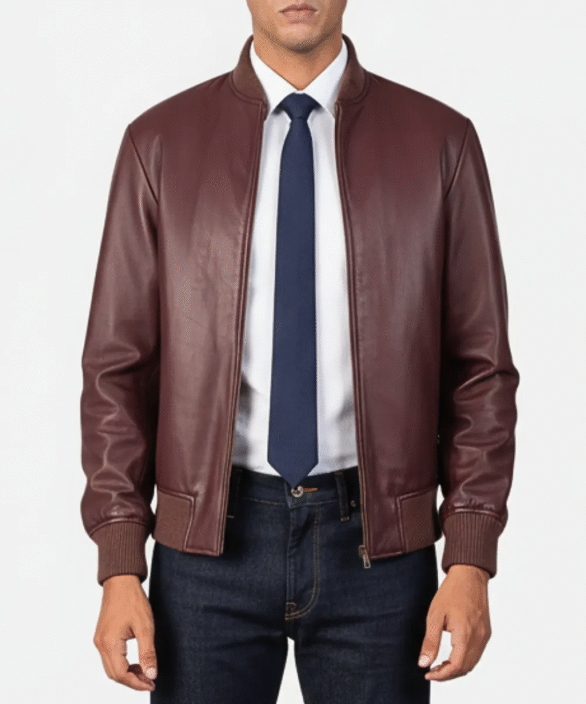 Men's Burgundy Leather Jacket