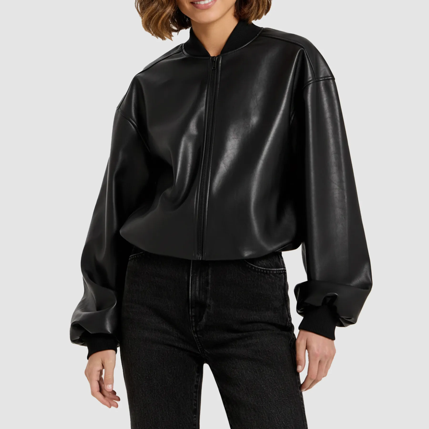 Authentic-Sandra-Bullock-black-bomber-leather-jacket-with-elasticated-waistband-sleek-silhouette-and-premium-leather-perfect-for-urban-womens-fashion