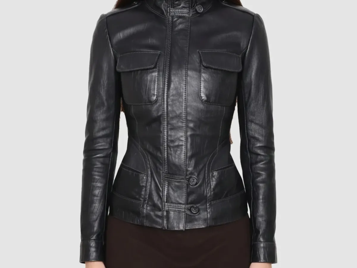 ひ*様 2000s archive HAUTE leather jacket w Woman-wearing-Y2K-black-