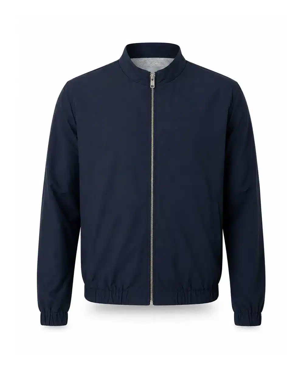 Men's navy Harrington jacket front view